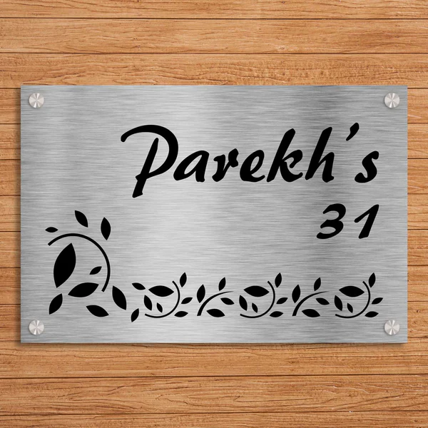 leafy paradise stainless steel name plate 1 grande